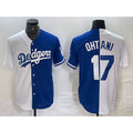 Los Angeles Dodgers #17 Shohei Ohtani White Blue Fedasgoge Two Tone Stitched Jerseys