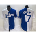 Los Angeles Dodgers #17 Shohei Ohtani White Blue Fedasgoge Two Tone Stitched Jerseys