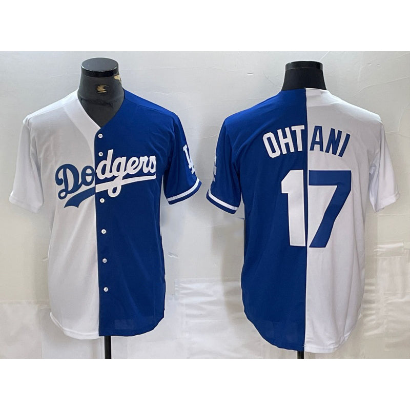 Los Angeles Dodgers #17 Shohei Ohtani White Blue Fedasgoge Two Tone Stitched Jerseys