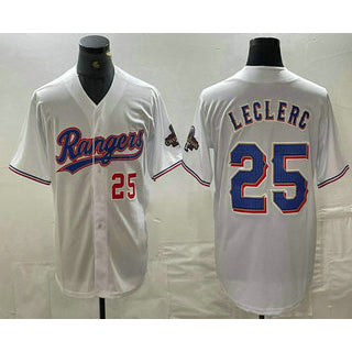 Texas Rangers #25 Jose Leclerc Number White Fedasgoge 2024 Gold Collection Limited Cool Base Jersey 2