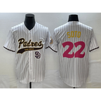 San Diego Padres #22 Juan Soto White Fedasgoge Pinstripe 2023 City Connect Cool Base Stitched Jersey