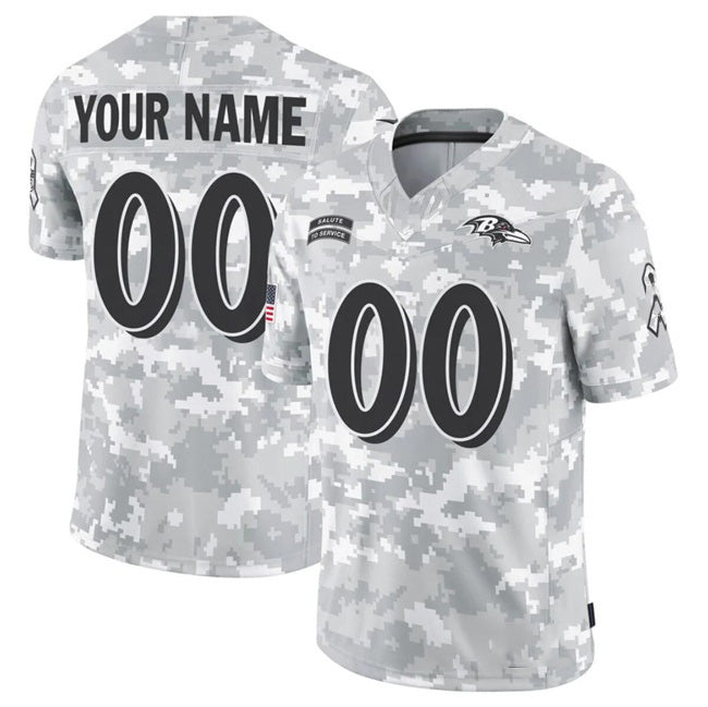 Custom B.Ravens Active Player 2024 F.U.S.E Arctic Camo Fedasgoge Salute To Service Limited Stitched Football Jersey