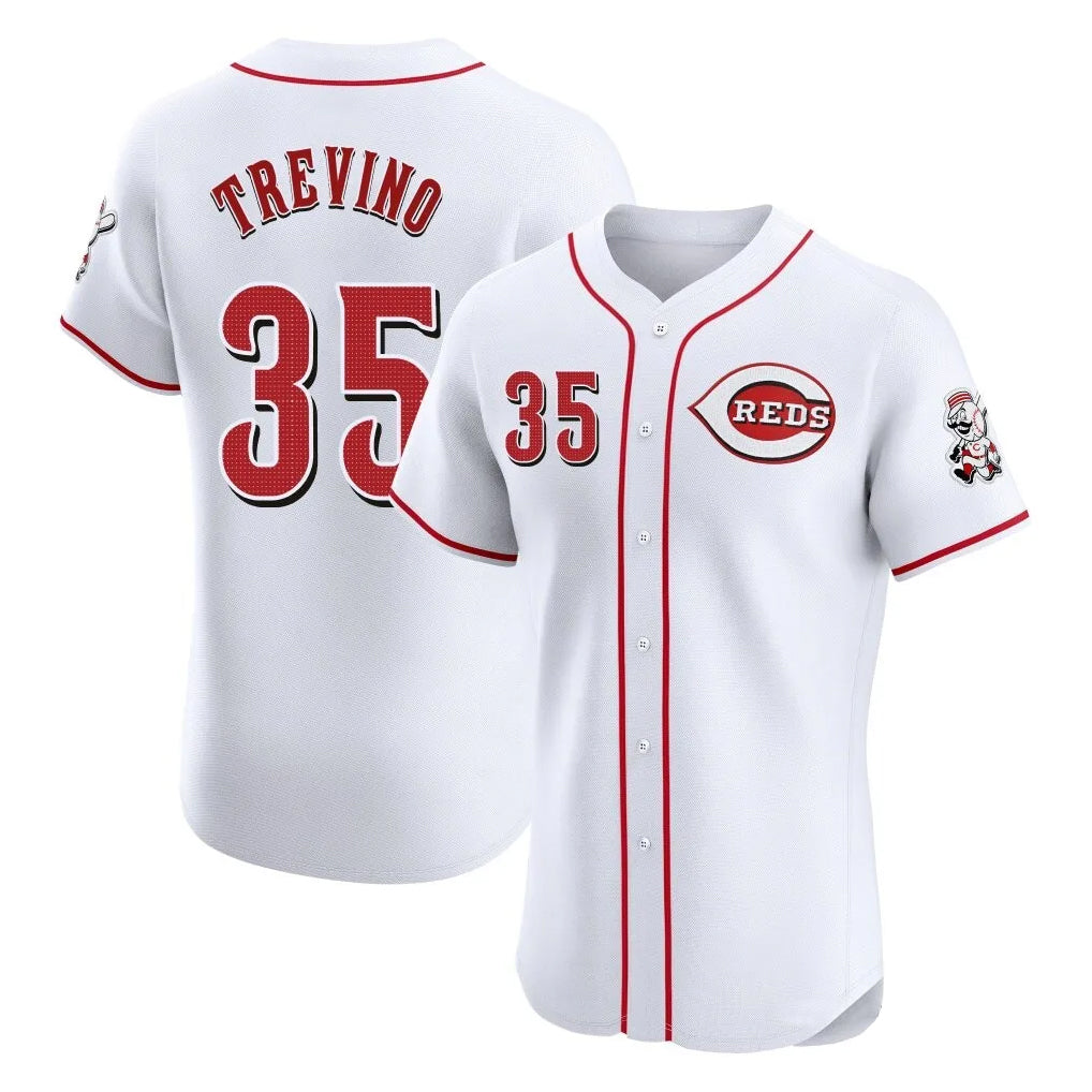 Cincinnati Reds #35 Jose Trevino Player White Fedasgoge Limited Elite Home Stitched Jerseys