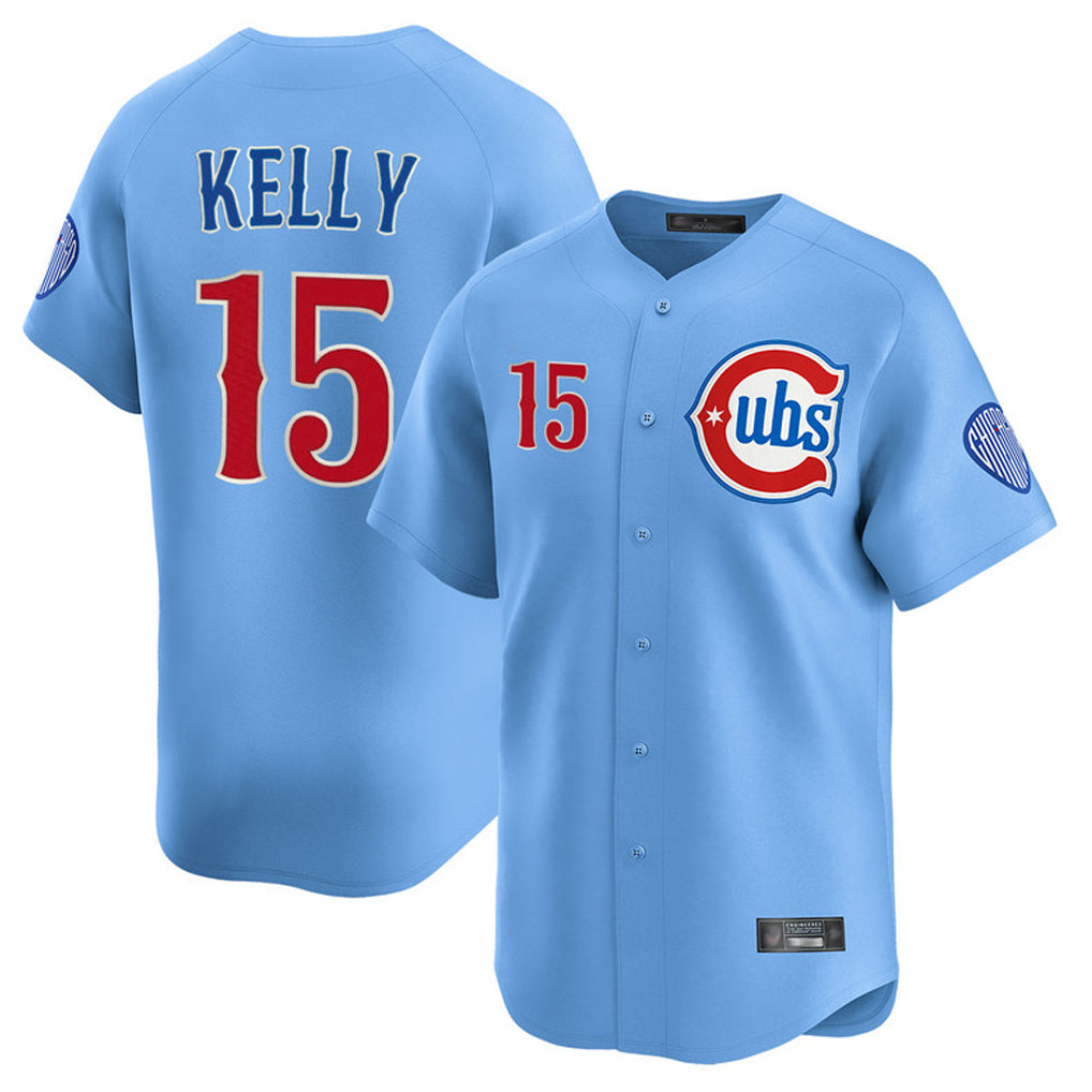Chicago Cubs #15 Carson Kelly Player Light Blue Fedasgoge Limited Home Stitched Jerseys