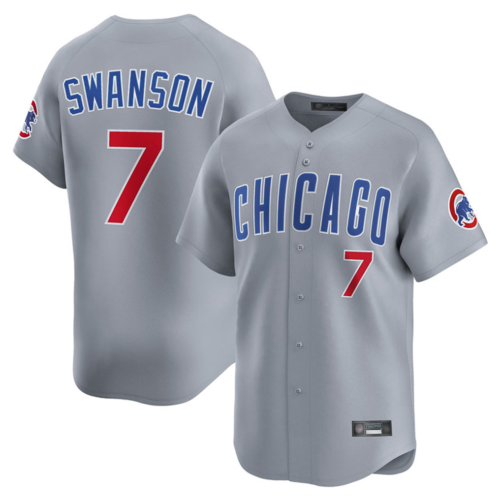 Chicago Cubs #7 Dansby Swanson Player Gray Fedasgoge Road Limited Home Stitched Jerseys