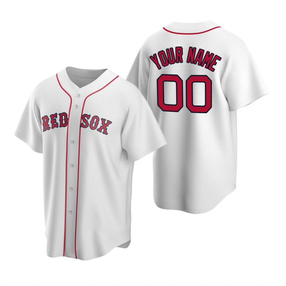 Custom Boston Red Sox White Fedasgoge Stitched Cool Base Home Jersey