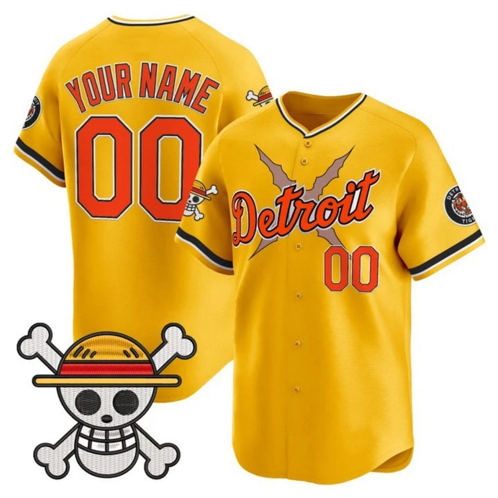 Custom Detroit Tigers x One Piece Gold Fedasgoge Vapor Premier Limited Jersey - Stitched