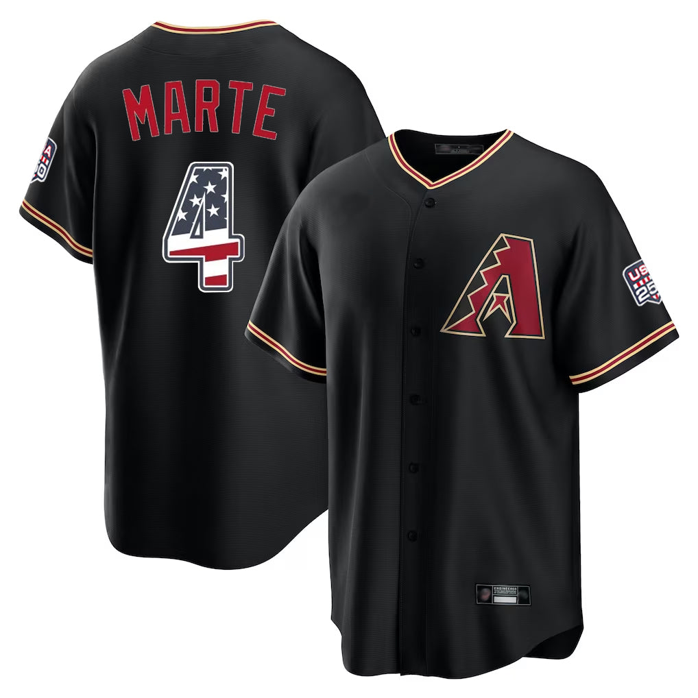 Arizona Diamondbacks #4 Ketel Marte Player Black Fedasgoge USA 250 Fourth of July Game Home Stitched Jerseys