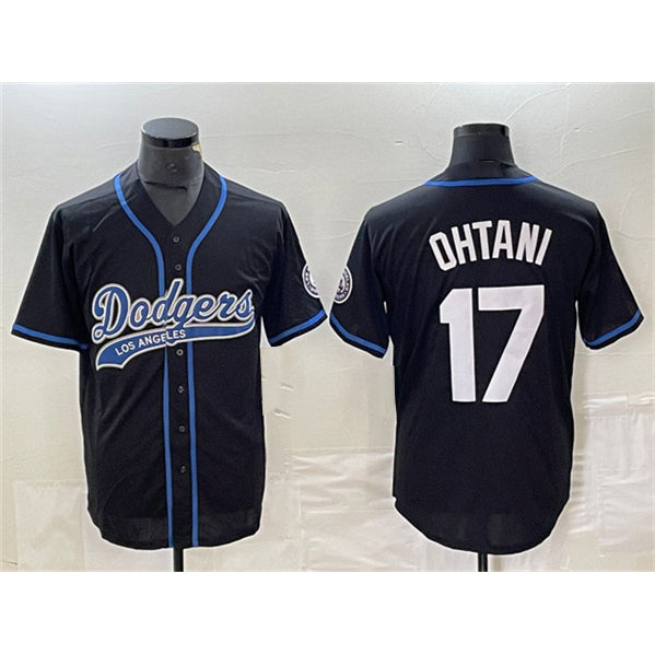 Los Angeles Dodgers #17 Shohei Ohtani Black Fedasgoge Cool Base With Patch Stitched Jersey 2