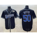 Los Angeles Dodgers #50 Mookie Betts Black Fedasgoge Fashion 2025 World Series Cool Base Stitched Jersey