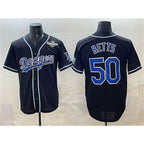 Los Angeles Dodgers #50 Mookie Betts Black Fedasgoge Fashion 2025 World Series Cool Base Stitched Jersey
