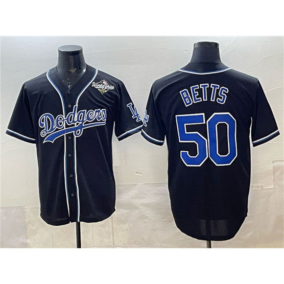 Los Angeles Dodgers #50 Mookie Betts Black Fedasgoge Fashion 2025 World Series Cool Base Stitched Jersey
