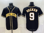 Milwaukee Brewers #9 Bob Uecker 2026 Fashion Replica Black Fedasgoge Out Stitched Jersey