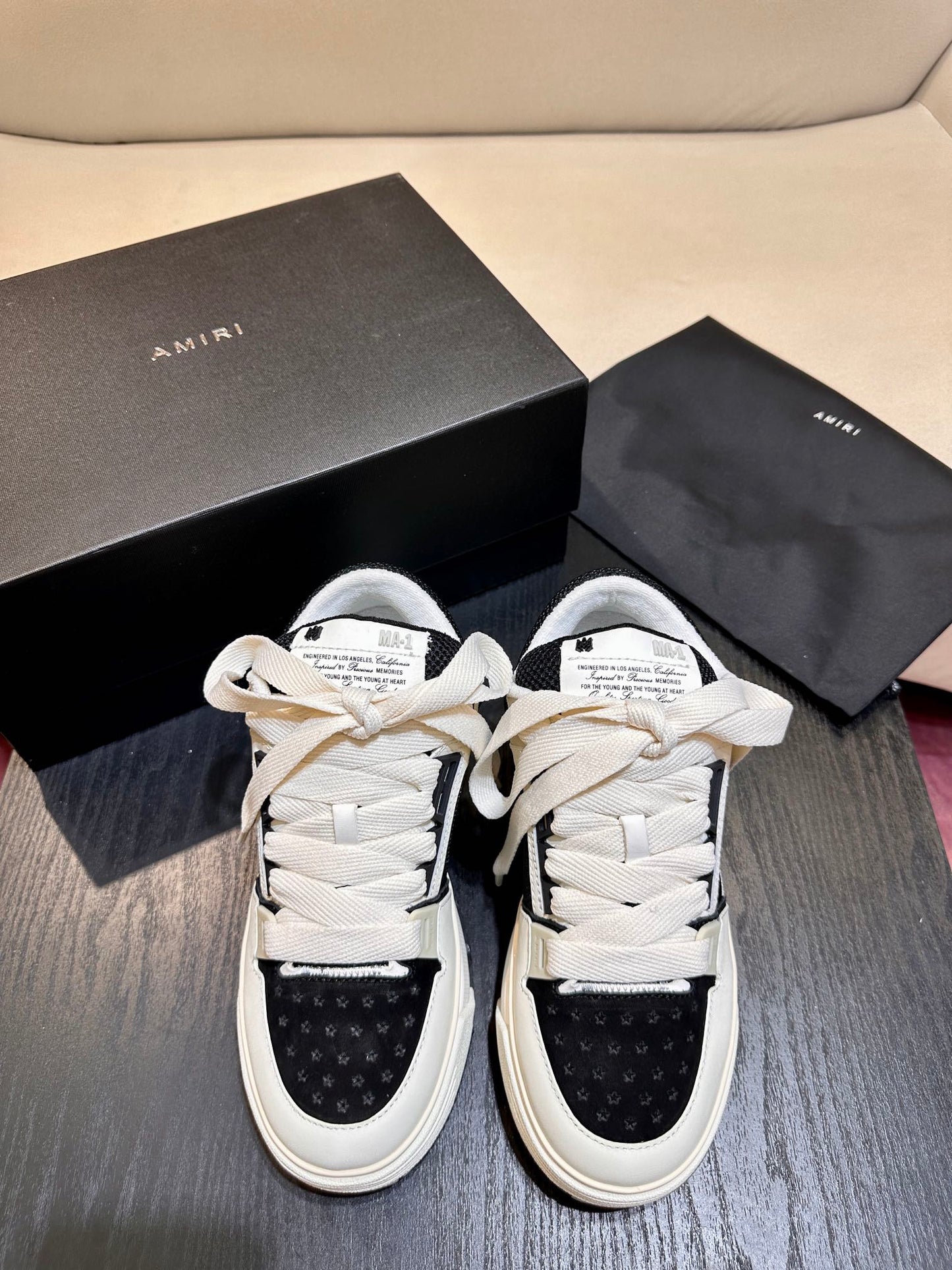 Men's Amiri Premium Leather Platform Mesh Shoes