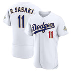 Los Angeles Dodgers #11 Roki Sasaki White Fedasgoge 2026 Gold Collection Authentic Jersey