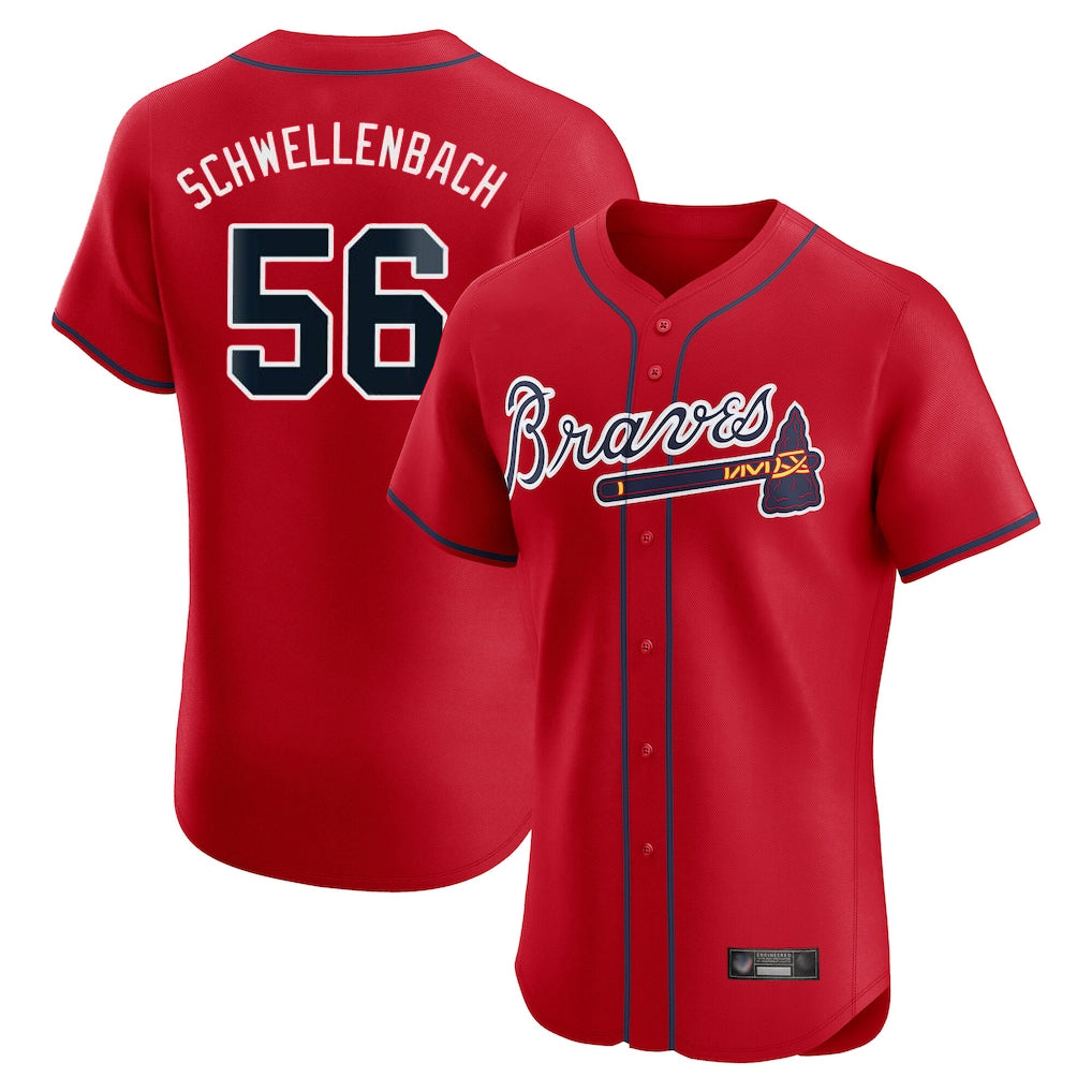 Atlanta Braves #56 Spencer Schwellenbach Player Red Fedasgoge Limited Elite Home Game Stitched Jerseys