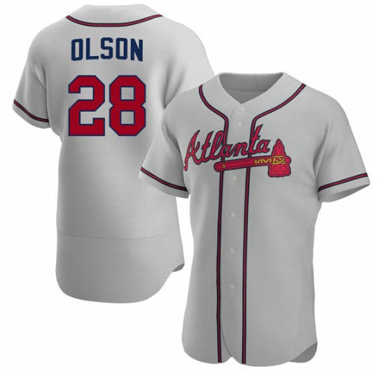 Atlanta Braves #28 Matt Olson Gray FOULKSSHOP Flex Base Stitched Jersey