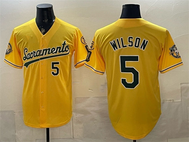 Oakland Athletics #5 Jacob Wilson 2026 Yellow Fedasgoge Alternate Sacramento Celebrating 125 Years Vapor Limited Stitched Jersey