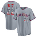 New York Mets #22 Juan Soto USA 250 Fourth of July Road Stadium Jersey - Gray Fedasgoge