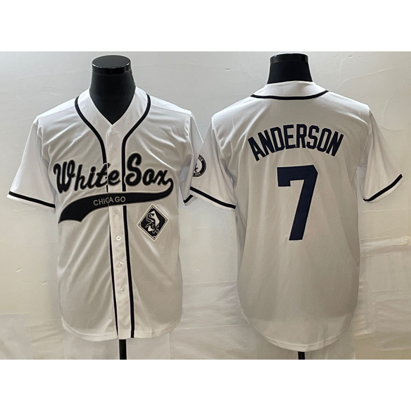 Chicago White Sox #7 Tim Anderson White Fedasgoge Cool Base Stitched Jersey 2