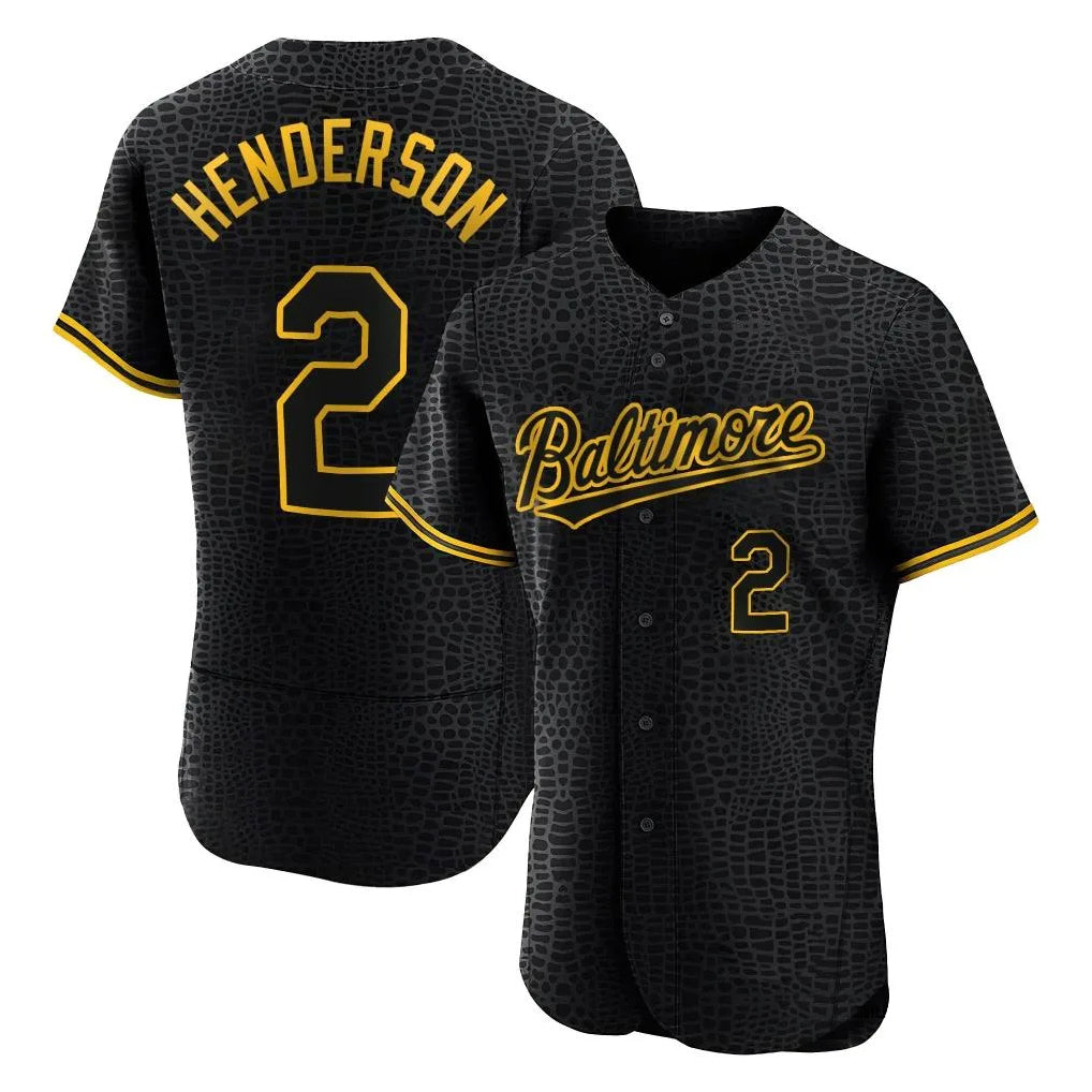 Baltimore Orioles #2 Gunnar Henderson Player Black Fedasgoge Snake Skin City Limited Elite Home Stitched Jerseys