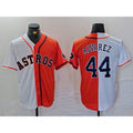 Houston Astros #44 Yordan Alvarez White Orange Fedasgoge Split Stitched Jersey