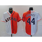 Houston Astros #44 Yordan Alvarez White Orange Fedasgoge Split Stitched Jersey