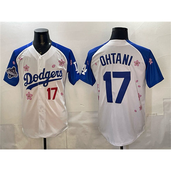 Los Angeles Dodgers #17 Shohei Ohtani White Royal Fedasgoge 2025 World Series Champions Patch Tokyo Series Limited Stitched Jersey
