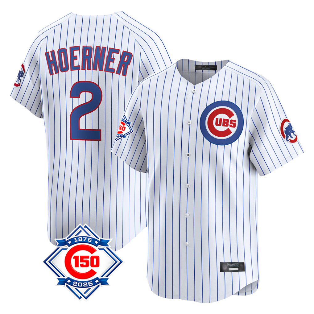 Chicago Cubs #2 Nico Hoerner Player White Fedasgoge 150th Anniversary Limited Home Game Stitched Jerseys