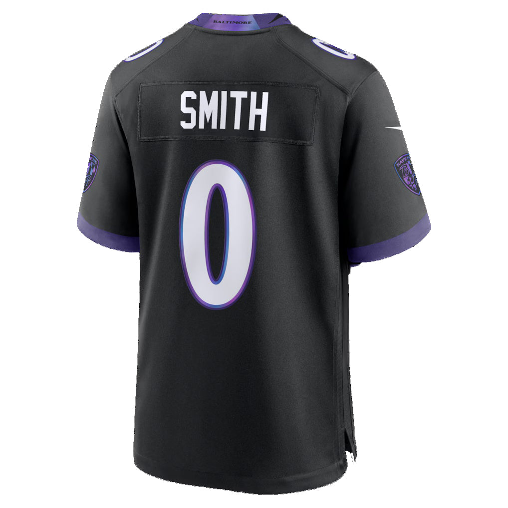 B.Ravens #0 Roquan Smith Black Fedasgoge Alternate Game Jersey