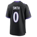 B.Ravens #0 Roquan Smith Black Fedasgoge Alternate Game Jersey