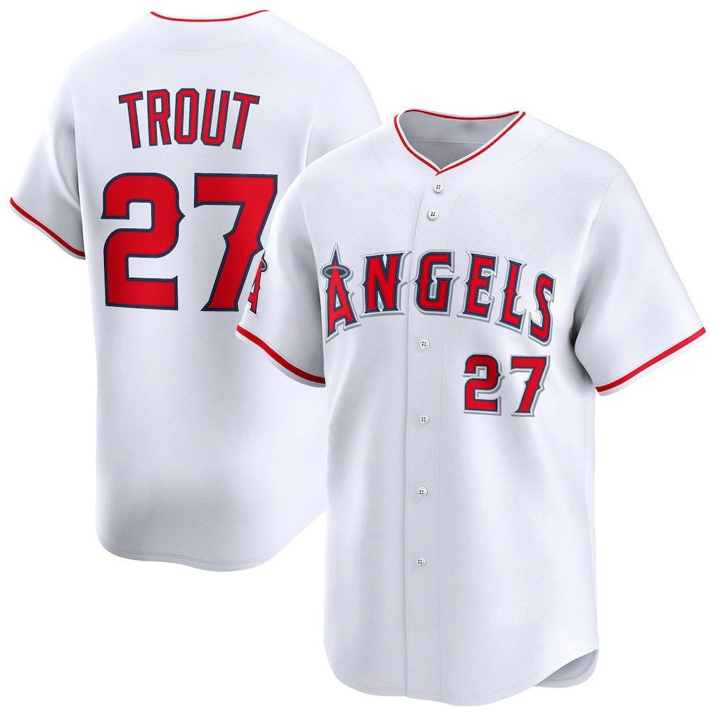Los Angeles Angels #27 Mike Trout White Fedasgoge Home Limited Player Jersey