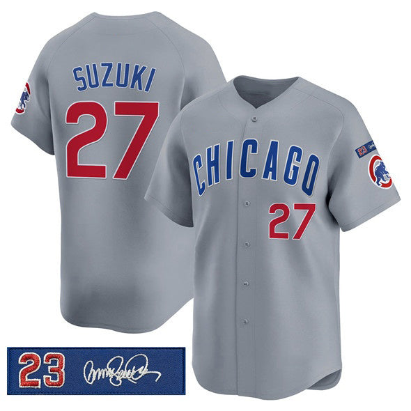 Chicago Cubs #27 Seiya Suzuki Gray Fedasgoge 'Ryne Sandberg Tribute' Vapor Limited V3 Stitched Jersey
