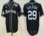 Seattle Mariners #29 Cal Raleigh 50th Black Fedasgoge Out Style Vapor Premier Limited Jersey