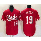 Cincinnati Reds #19 Joey Votto Number Red Fedasgoge Cool Base Stitched Jersey