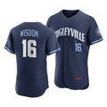 Chicago Cubs #16 Patrick Wisdom 2021 Navy Fedasgoge City Connect Stitched Jersey