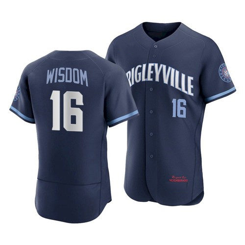 Chicago Cubs #16 Patrick Wisdom 2021 Navy Fedasgoge City Connect Stitched Jersey