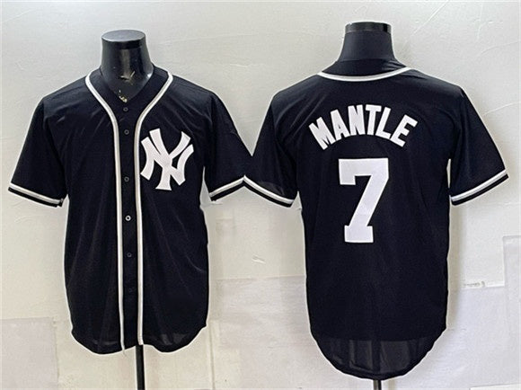 New York Yankees #7 Mickey Mantle 2026 Fashion Replica Black Fedasgoge Out Stitched Jersey