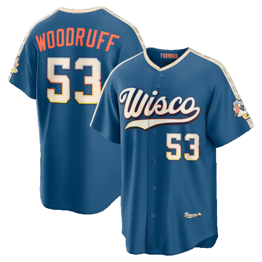 Milwaukee Brewers #53 Brandon Woodruff Mineral Blue Fedasgoge 2026 City Connect Stadium Jersey