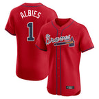 Atlanta Braves #1 Ozzie Albies Player Red Fedasgoge Limited Elite Home Game Stitched Jerseys