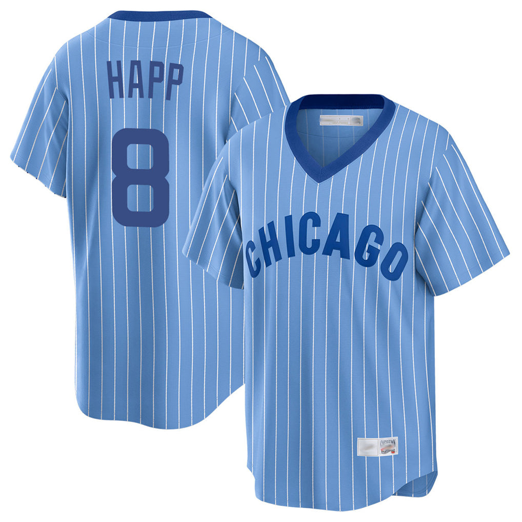 Chicago Cubs #8 Ian Happ Player Blue Fedasgoge T-shirt Cooperstown Collection Limited Stitched Jerseys