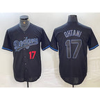 Los Angeles Dodgers #17 Shohei Ohtani Number Lights Out Black Fedasgoge Fashion Stitched Cool Base Jersey