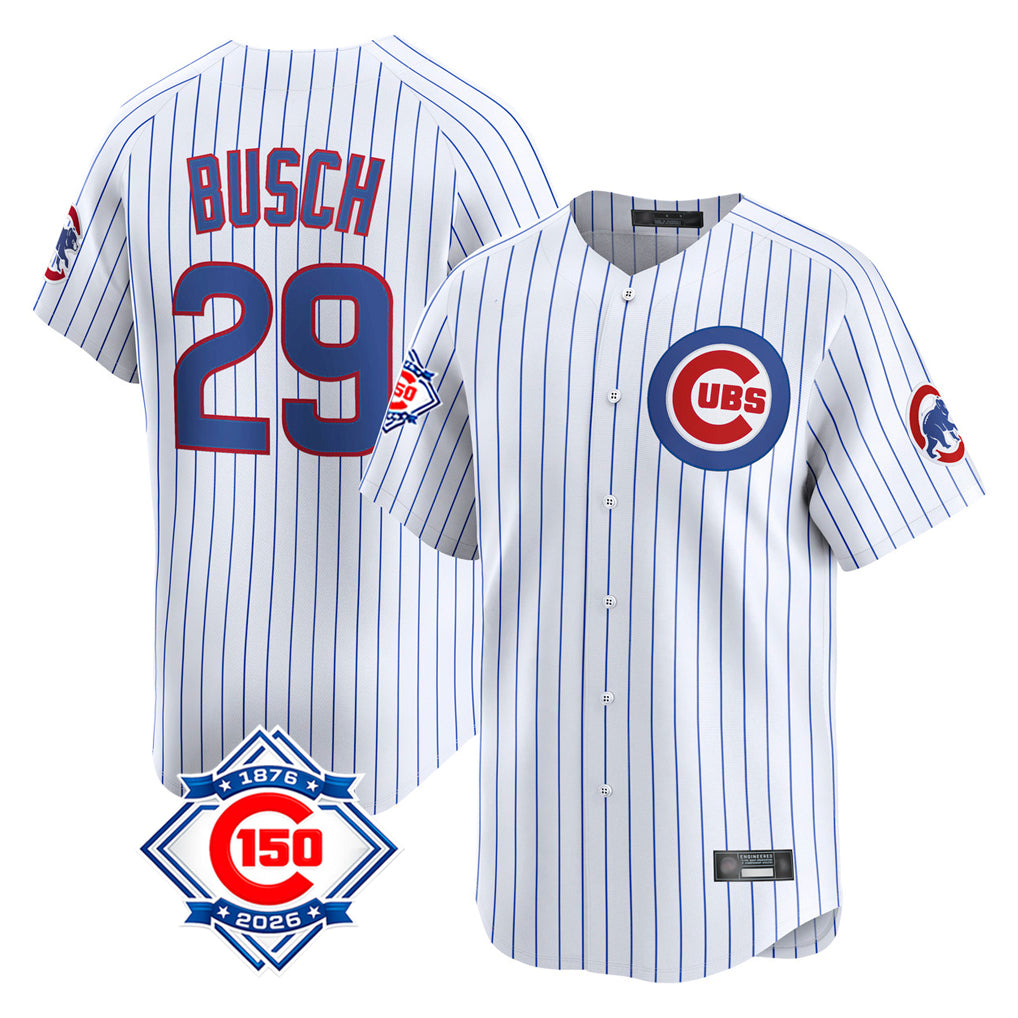 Chicago Cubs #29 Michael Busch Player White Fedasgoge 150th Anniversary Limited Home Game Stitched Jerseys