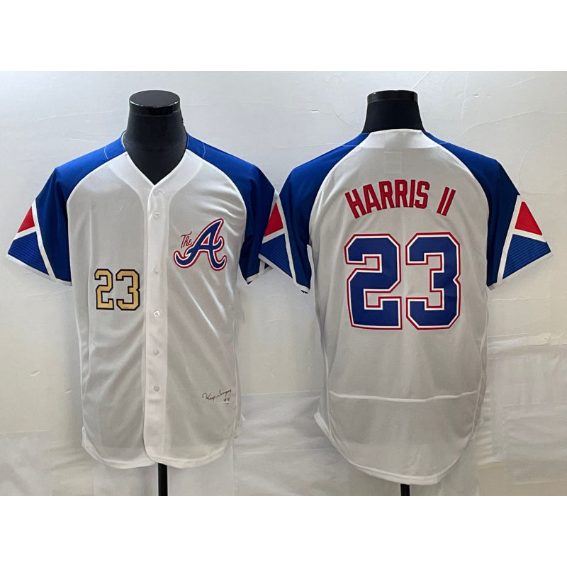 Atlanta Braves #23 Michael Harris II Number White FOULKSSHOP 2023 City Connect Flex Base Stitched Jersey