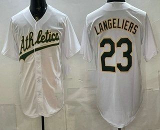 Oakland Athletics #23 Shea Langeliers White Fedasgoge Stitched Jersey