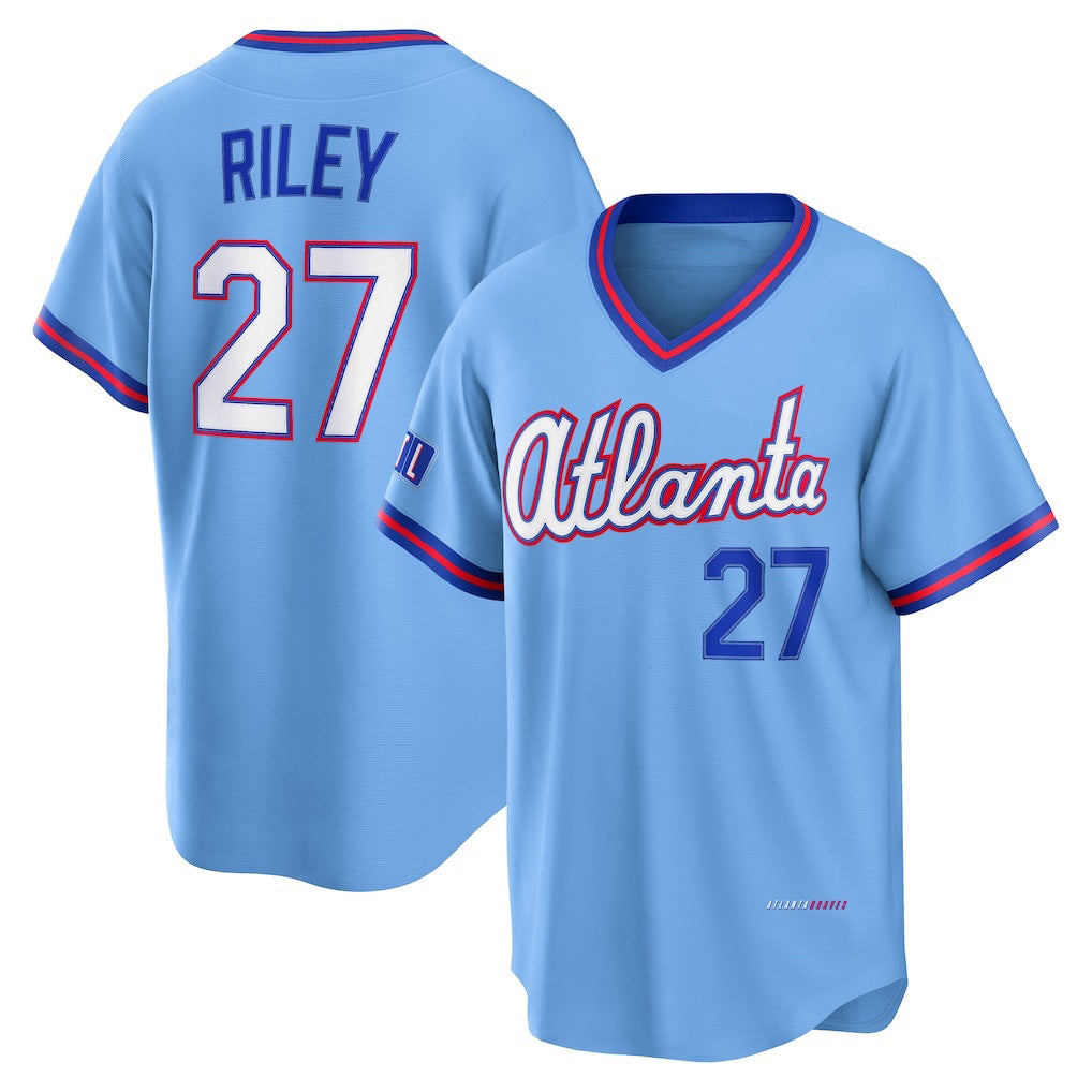Atlanta Braves #27 Austin Riley Powder Blue FOULKSSHOP 2026 City Connect Stadium Jersey