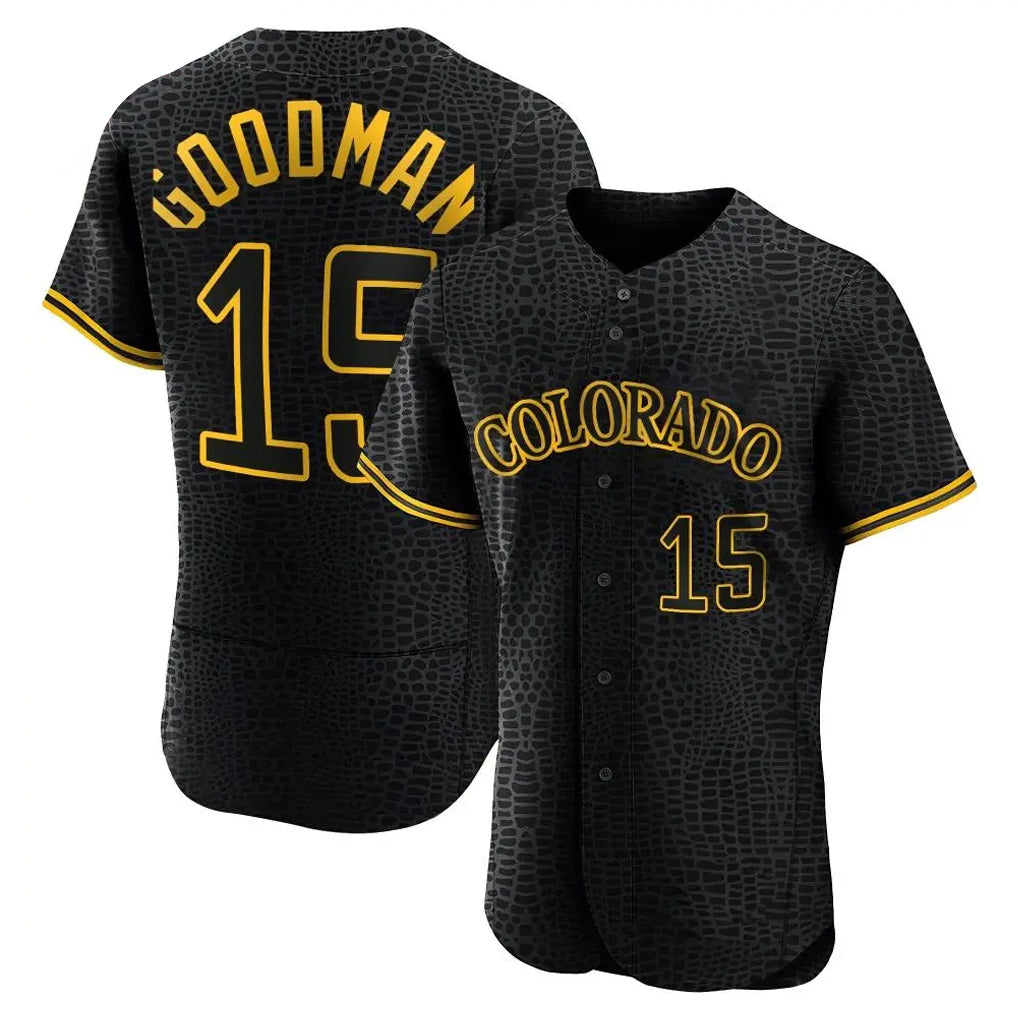 Colorado Rockies #15 Hunter Goodman Player Black Fedasgoge Snake Skin City Limited Elite Home Stitched Jerseys