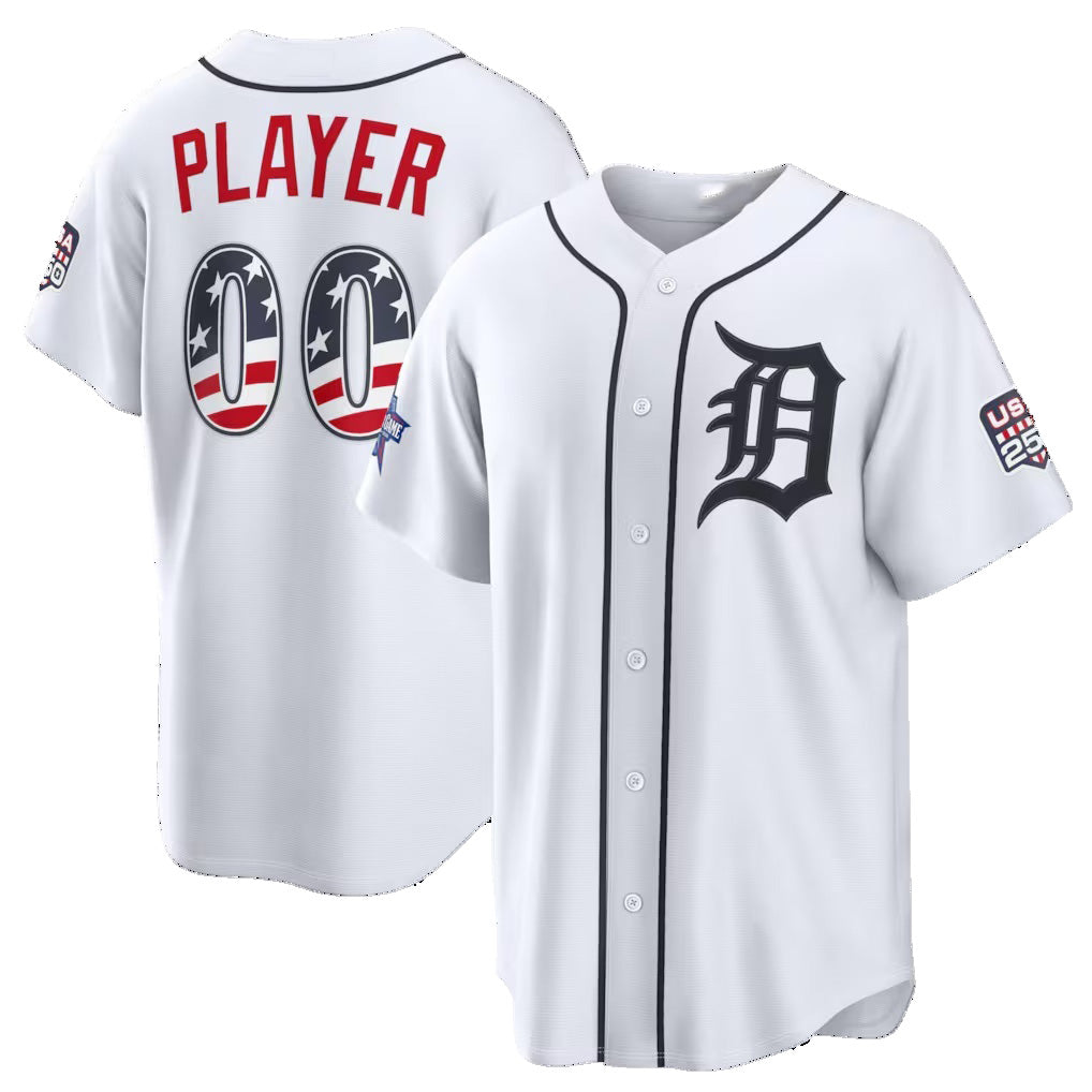 Custom Detroit Tigers 2026 All-Star Edition Stars & Stripes White Fedasgoge Stadium Pick-A-Player Jersey