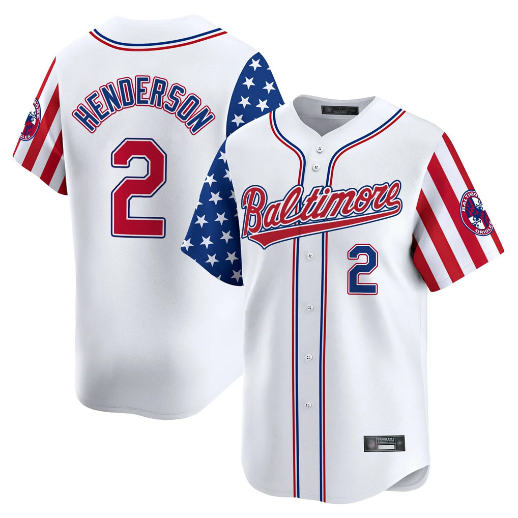 Baltimore Orioles #2 Gunnar Henderson Player White Fedasgoge Independence Day Vapor Premier Limited Home Game Stitched Jerseys
