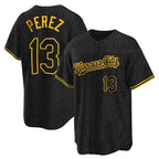 Kansas City Royals #13 Salvador Perez Player Black Fedasgoge Snake Skin City Game Stitched Jerseys